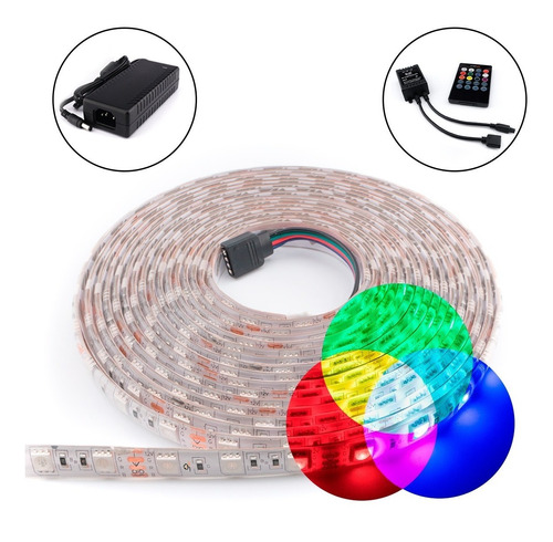 Kit Completo Tira Led Rgb 5050 Fuente Ctrl Audioritmico @tl