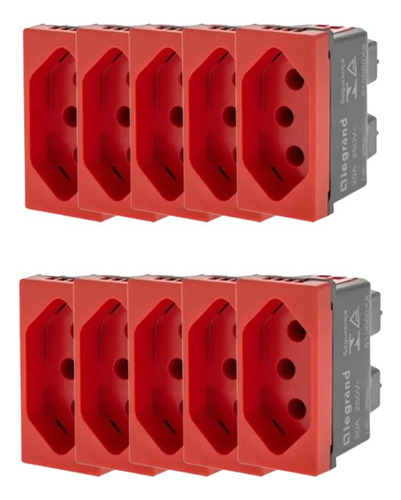 Kit Com 10 Módulo Tomada 2p+t 10a 250v Pialplus+ 615039vm