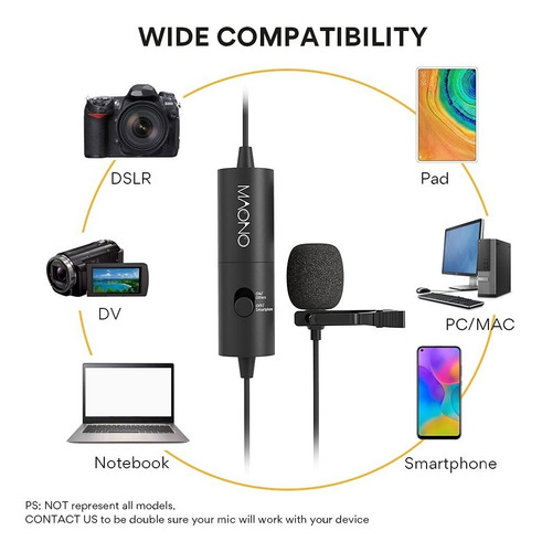 Imagen 2 de 4 de Microfono Lavalier Condenser Maono Au-100 Smartphone Camara