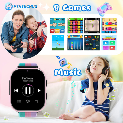 Reloj Inteligente 4g Llamadas HD Reloj Smartwatch Para Niños 4g Señal Reloj Inteligente Para Compatible con chip SIM 4g PTHTECHUS SOS smart watch Lt49 Rosa Llamadas Smartwatch,FULL HD LCD Smartwatch