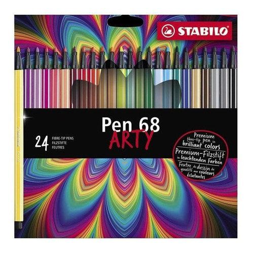 Caneta Stabilo Pen Arty 68 Estojo Com 24 Cores 76.5100