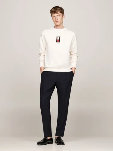 Polerón Con Logo Vertical Bordado Blanco Tommy Hilfiger