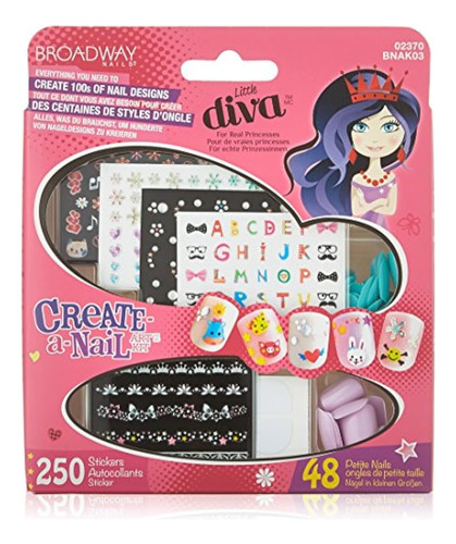 Productos De Kiss Broadway Little Diva Nail Art Kit, 0.07 Li