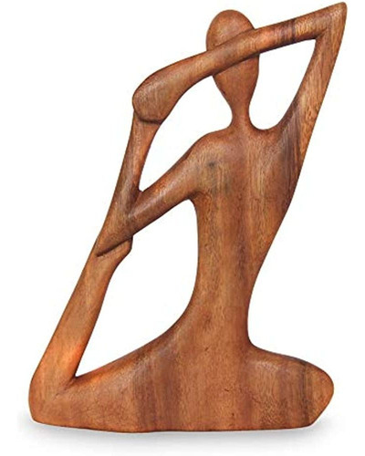 Novica Café Suar Madera Yoga Escultura 775 Estiramiento De Y