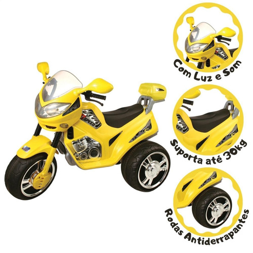 Moto Elétrica Grande  Infantil Speed 6v Amarela Magic Toys 