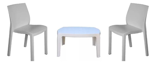 Combo 2 Silla Paris Blanca 1 Mesa Ratona Mascardi Apilable