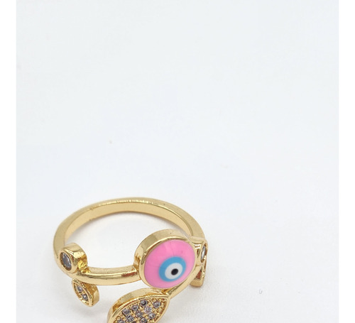 Anillo Ajustable De Ojo Turco Laminado Oro 18/k Victor Gemas