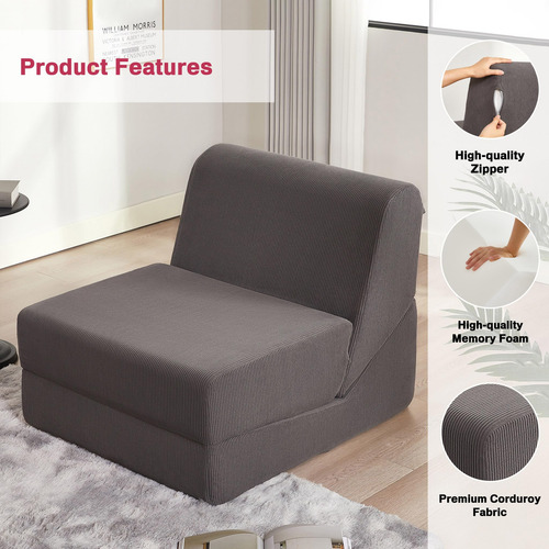 Sofá Cama Plegable Futón De Espuma Viscoelástica 76 Cm Ancho