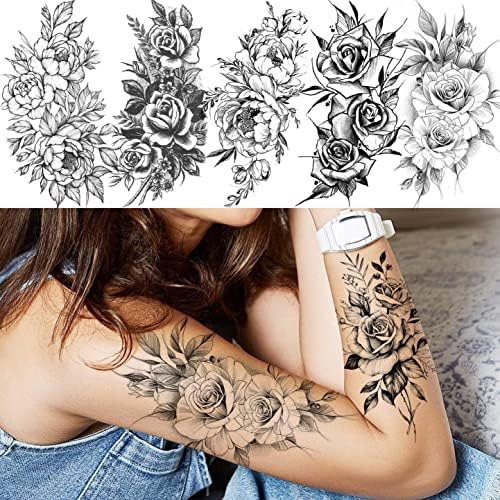 Vantaty 63 Hojas De Tatuajes Temporales Realistas De Flor De