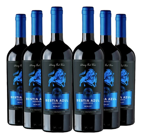 6 Vinos Bestia Azul Reserva Merlot