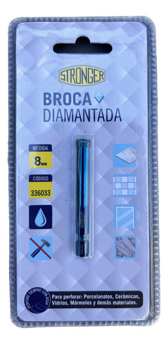 Mecha Broca Diamantada 8mm Stronger S.bel-la