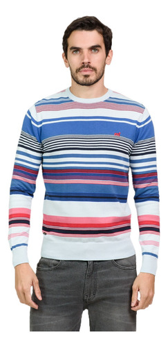 Sweater Pullover Rayado Algodón Moda Hombre Mistral 40051-15