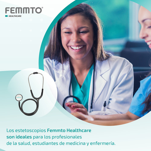 Imagen 2 de 10 de Estetoscopio Femmto Profesional Doble Campana Adulto Color Negro