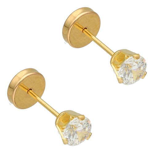 Aros Abridores De Oro 18k Lili Piedra Grifa 4mm Li-123 Cuota