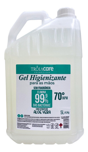 Alcool Gel 70% Antisséptico, Bactericida 4,5 Kg (não Mela)