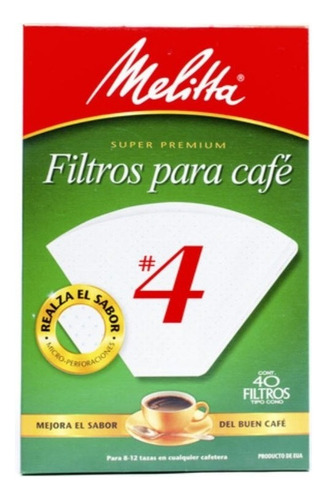 Filtros Para Café Melitta® Super Premium No. 4 Con 100 Pzas