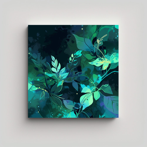 60x60cm Cuadro Neonoir: Imagen Rica En Colores Verde Y Azul