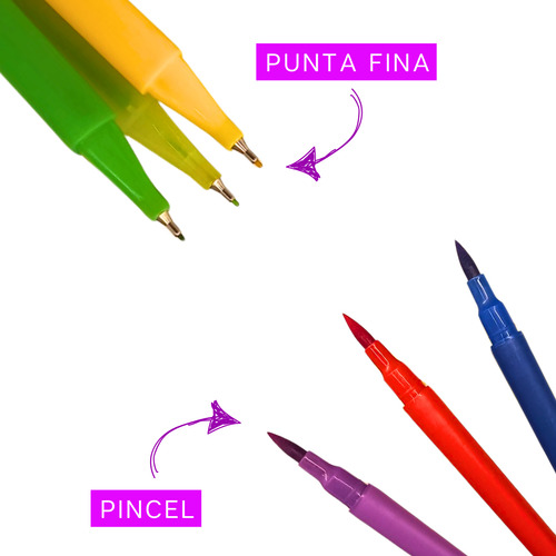 Marcadores Nuwa Doble Punta Brush Fine X 12 Unidades