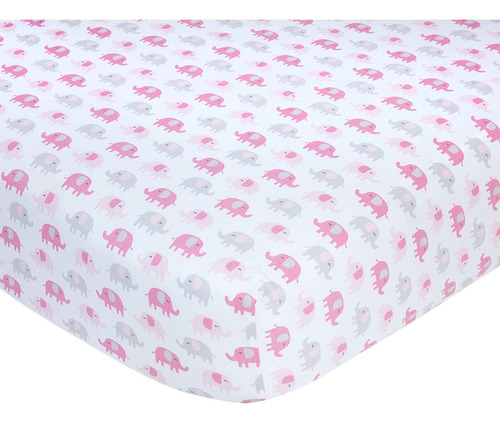 Carters Pink Elephant Print Cotton Sateen Crib Sheet   ...