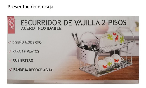 Escurridor Secaplato Acero Inoxidable Escurre Platos Doble