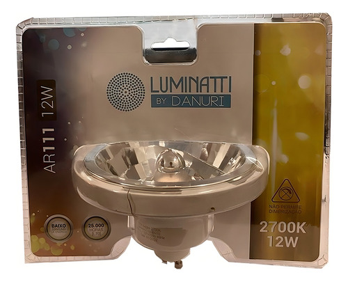 Kit 2 Lâmpada Led Ar111 Luz Quente Forte Ângulo Fechado 10° Cor da luz 2700K (Branco-Quente) 127/220V