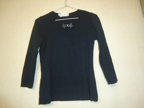 Sweater  Tejido  Negro Mangas 3/4 Talle M