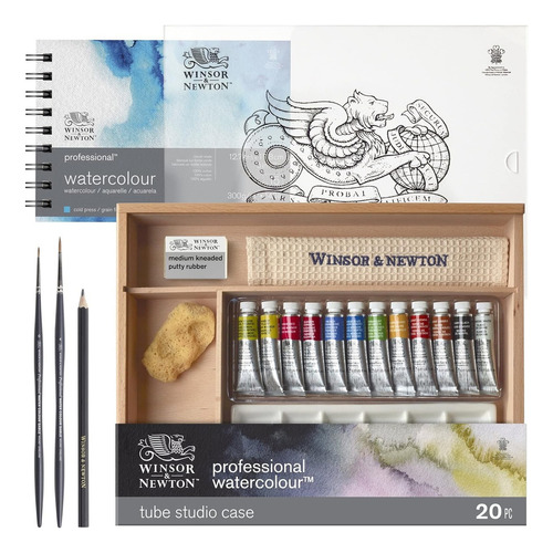 Winsor & Newton Caja De Madera Acuarela Profesional Pomos