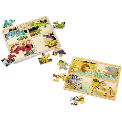 Melissa & Doug 4-en-1 Paquete De Rompecabezas Dinosaurio Y