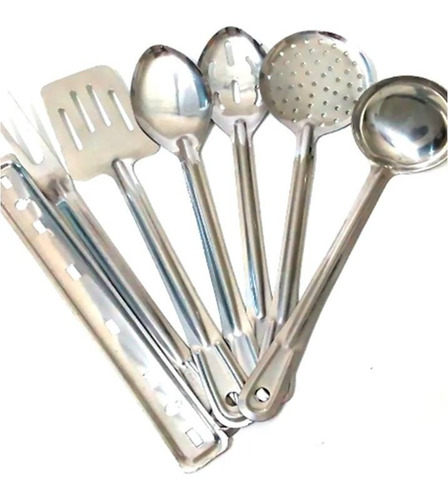 Set De 7 Utencilios Acero Inoxidable Con Base. Somos Tien