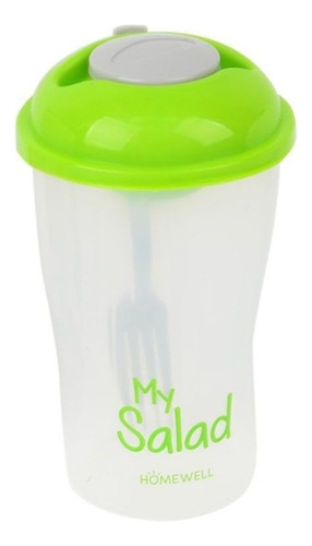 Vaso Para Ensalada Con Tenedor My Salad Homewell Color Verde