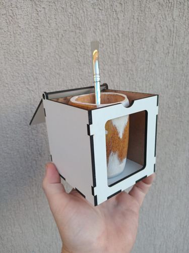 Mate Ranchero Artesanal Con Caja De Madera Y Bombilla Natural Con Blanco Ranchero Artesanal