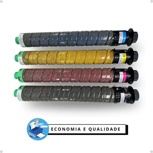 Kit Cartuchos Intercopy Toner Compatível Ricoh Imc2500 2000 Bk, C, Y, M