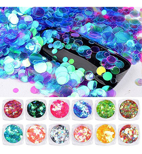 Minejin Nail Art Round Mermaid Glitter Sequins With Broken S