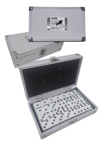 Juego Domino De 28 Piezas En Caja Con Perfiles De Aluminio