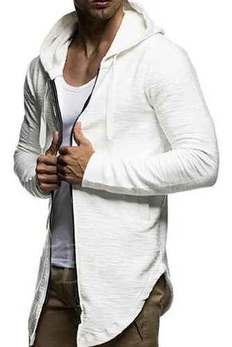 Moleton Cardigan Blusa Frio Masculino Swag Longline Moletom