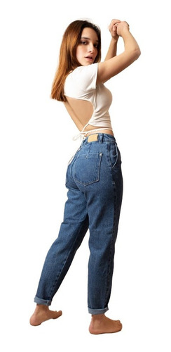 Jean Pantalon Mujer Mom Slouchy Rigido