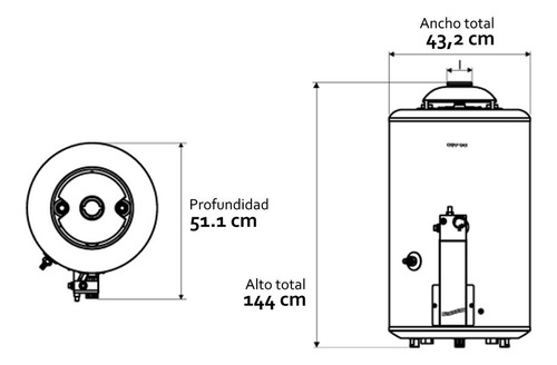 Termotanque Multigas Coppens 120 Litros Conexion Superior Co Blanco