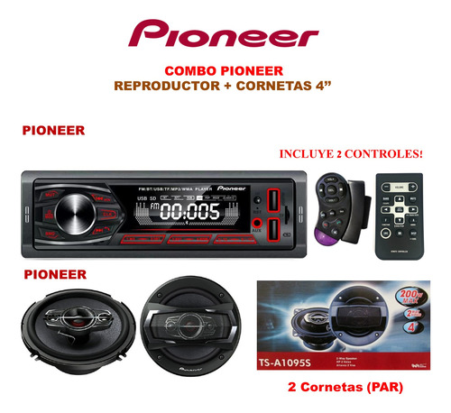 Combo Reproductor Pioneer + Corneta Pioneer 4 Pulgadas