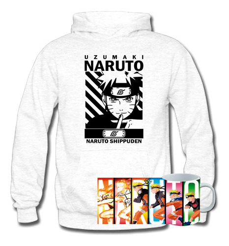 Poleron + Taza, Naruto Uzumaki, Ninja, Zorro 9 Colas, Anime / The King Store