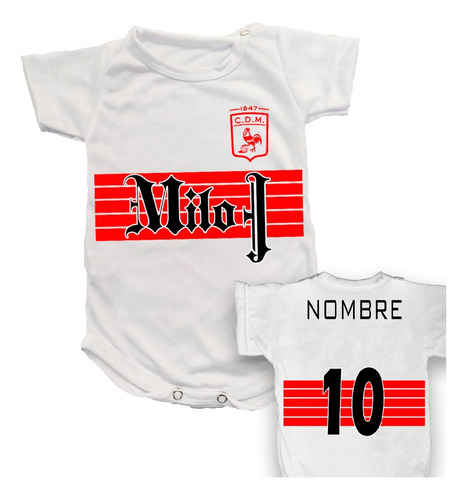 Body Bebe Camiseta Club Atletico Moron Milo J Con Nombre Blanco 12-18