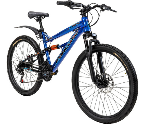 Bicicleta Mercurio Kaizer 21 Vel Doble Suspensión Rodada 24 Color Azul