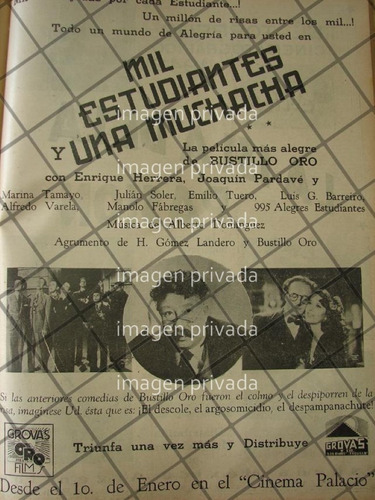 Cartel Antiguo Pelicula Mil Estudiantes Y Una Muchacha 1941