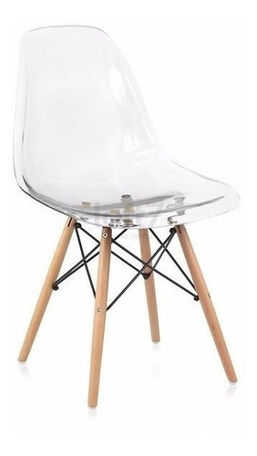 Cadeira Charles Eames Wood Transparente + Nf 