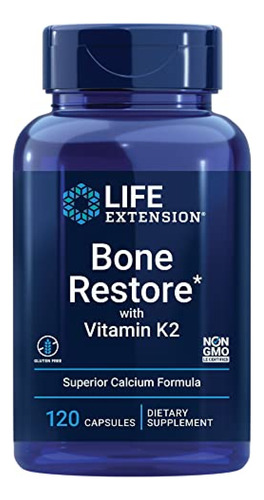 Life Extension Bone Restore + Vitamina K2 / 120 Cápsulas/