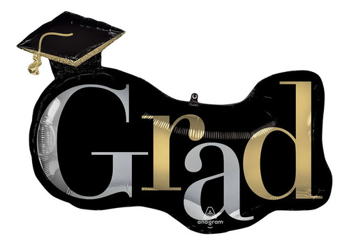 Globo Graduaciones Grad Letras Birrete Met Jumbo Fiesta Oro