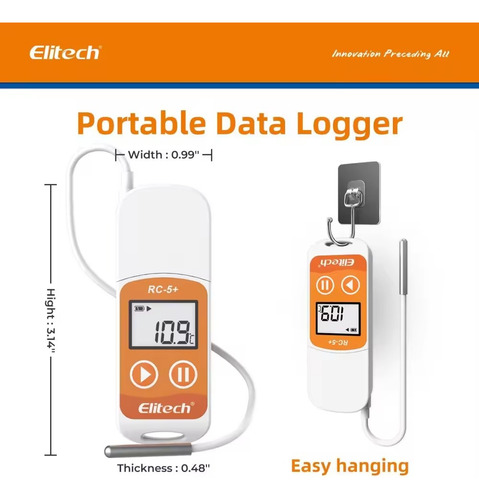 Data Logger Usb Temperatura + Sonda Externa Elitech Rc-5+ Te
