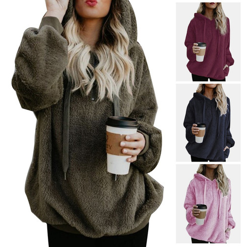 Sudadera Con Capucha Sólida De Invierno De Talla Grande Para