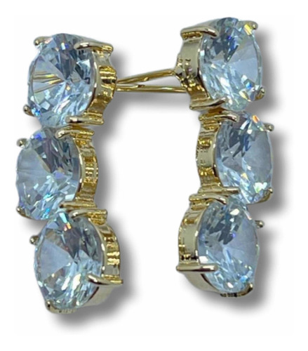 Ear Cuff Cravejado Zircônias Semijoia Banhado A Ouro 18k