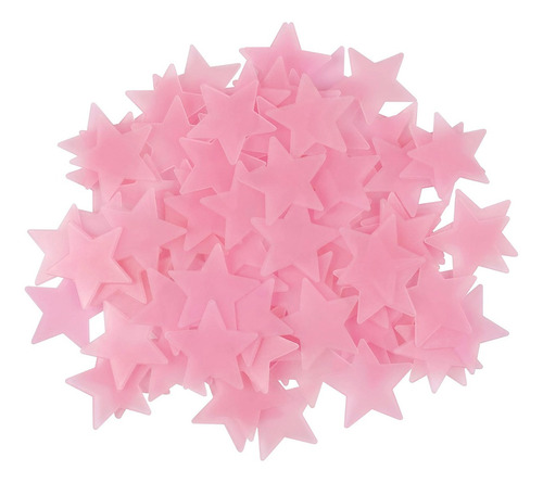 Estrellas Fluorescentes X100 Brillo En La Oscuridad Brillan Color Rosa