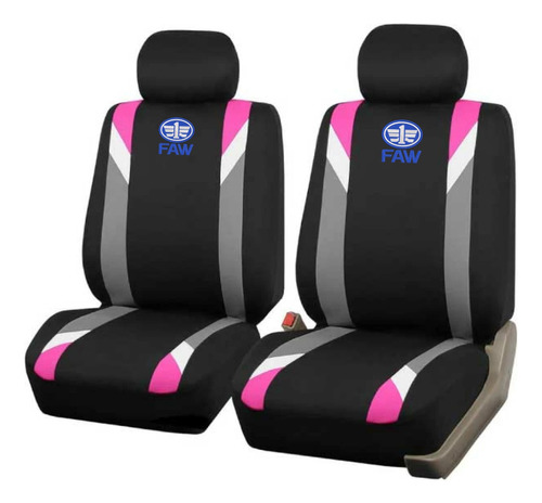 Juego Cubreasiento Universal Tela Negro Rosado Logo Faw